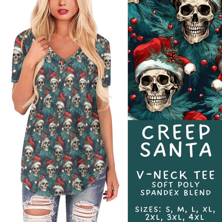 Batch #413 - Merry Creepmas 2 - Closes 9/15 - ETA early November - Creep Santa V-Neck Tee
