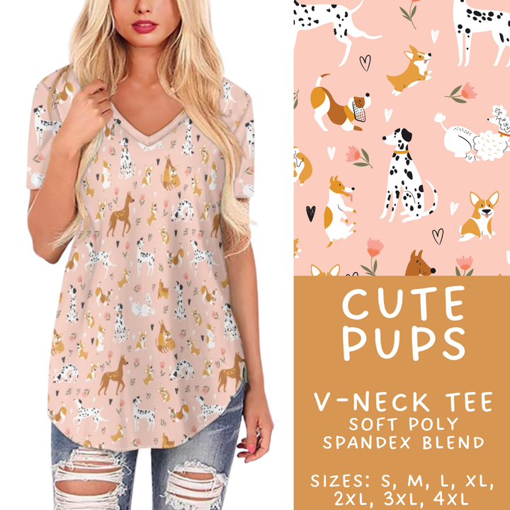 Batch #408 - Fun Run 14 - Closes 9/5 - ETA mid/late October - Cute Pups V-Neck Tee