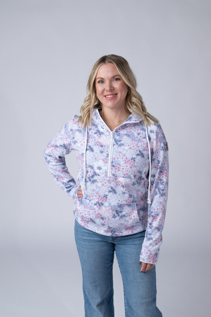 IN STOCK HalfZip Hoodie - Ditsy Blush Floral