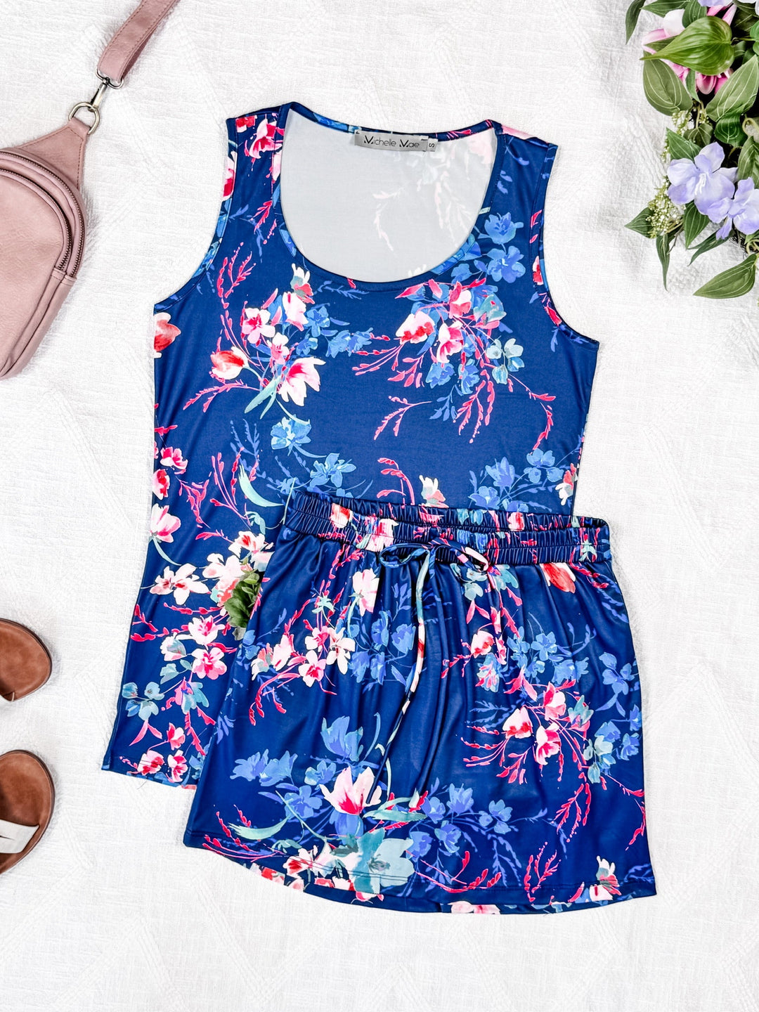 IN STOCK Luxe Crew Tank - Navy Floral Bliss FINAL SALE