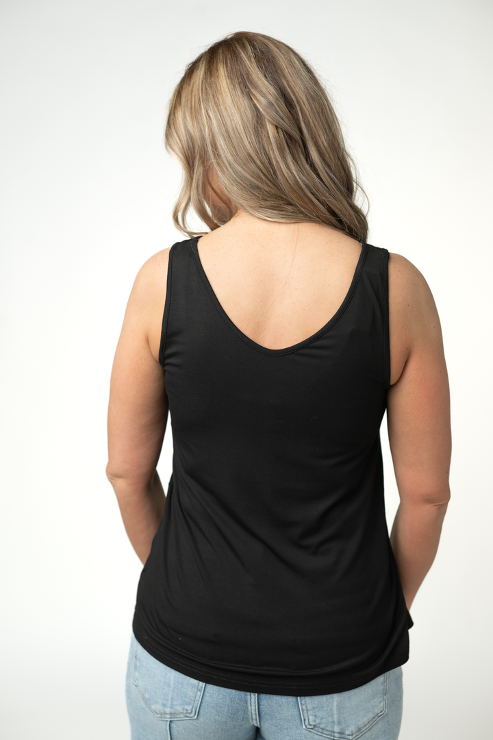 IN STOCK Vera V Neck Tank - Black