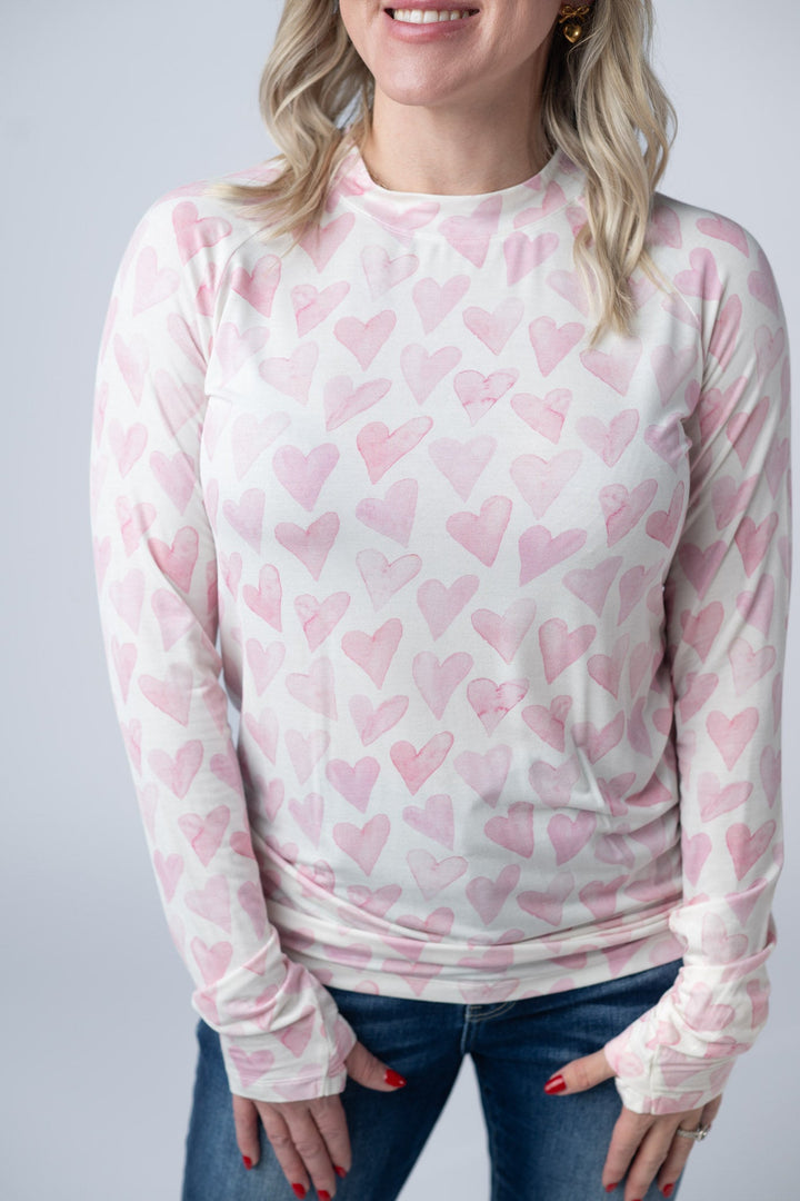 IN STOCK Blair Long Sleeve Top -  Blushing Pink Hearts