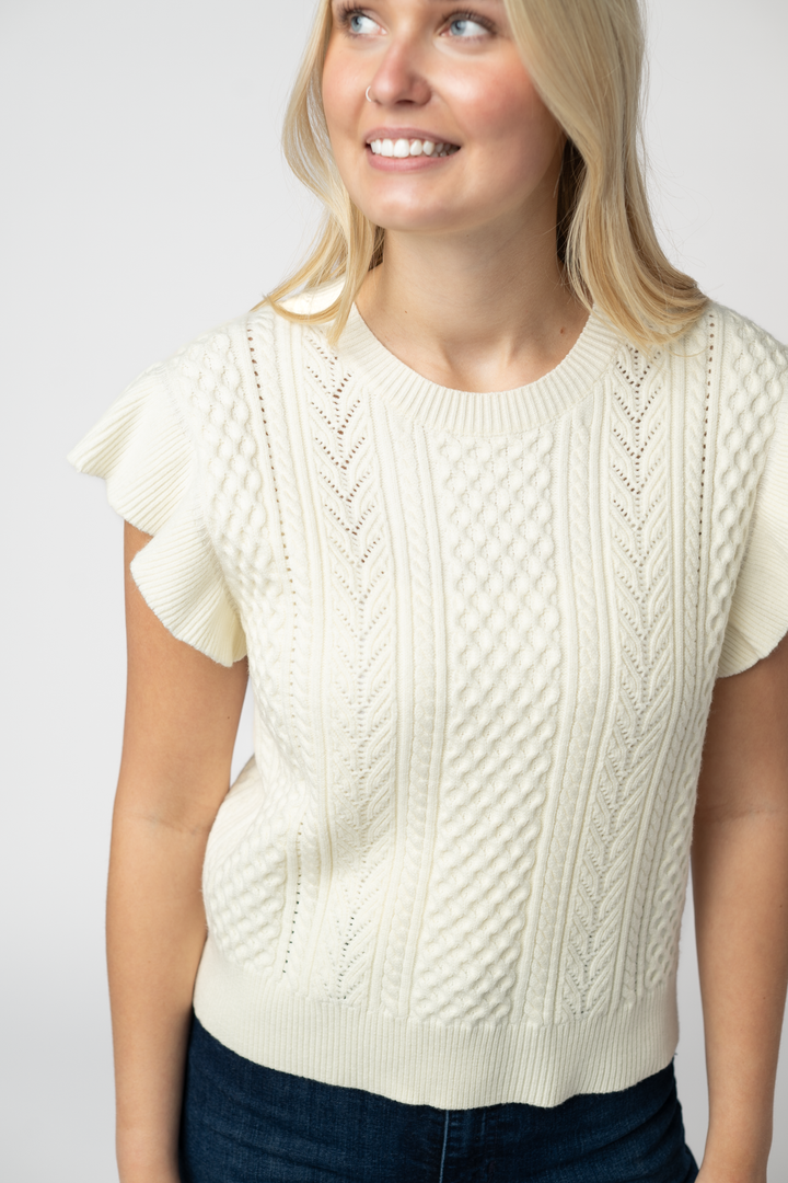 IN STOCK Felicity Flutter Sweater Top - Ivory