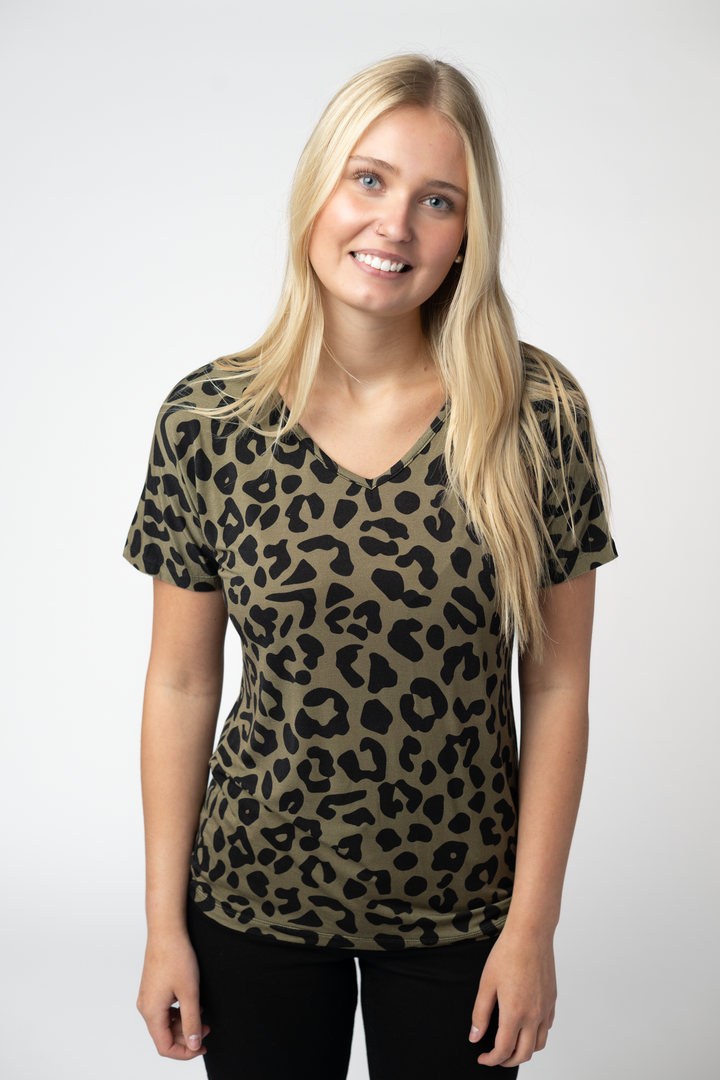 IN STOCK Chloe Cozy Top - Olive Animal Print