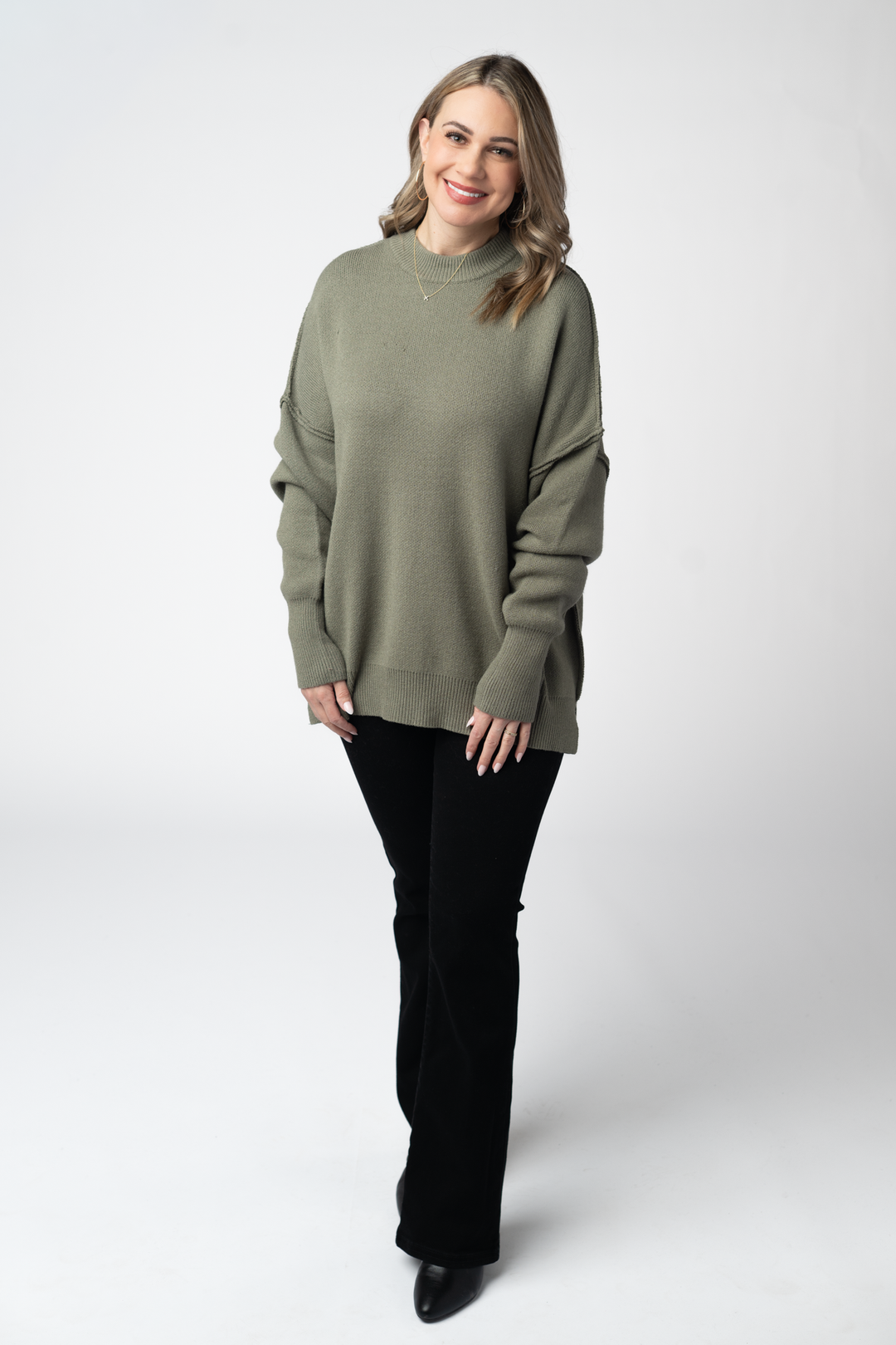 IN STOCK Aurora Cozy Sweater - Light Olive