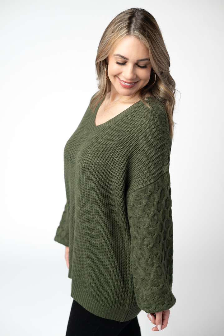 IN STOCK Talina Textured Sweater - Olive