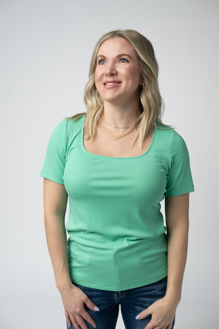 IN STOCK Short Sleeve Alyssa Top - Aquamarine