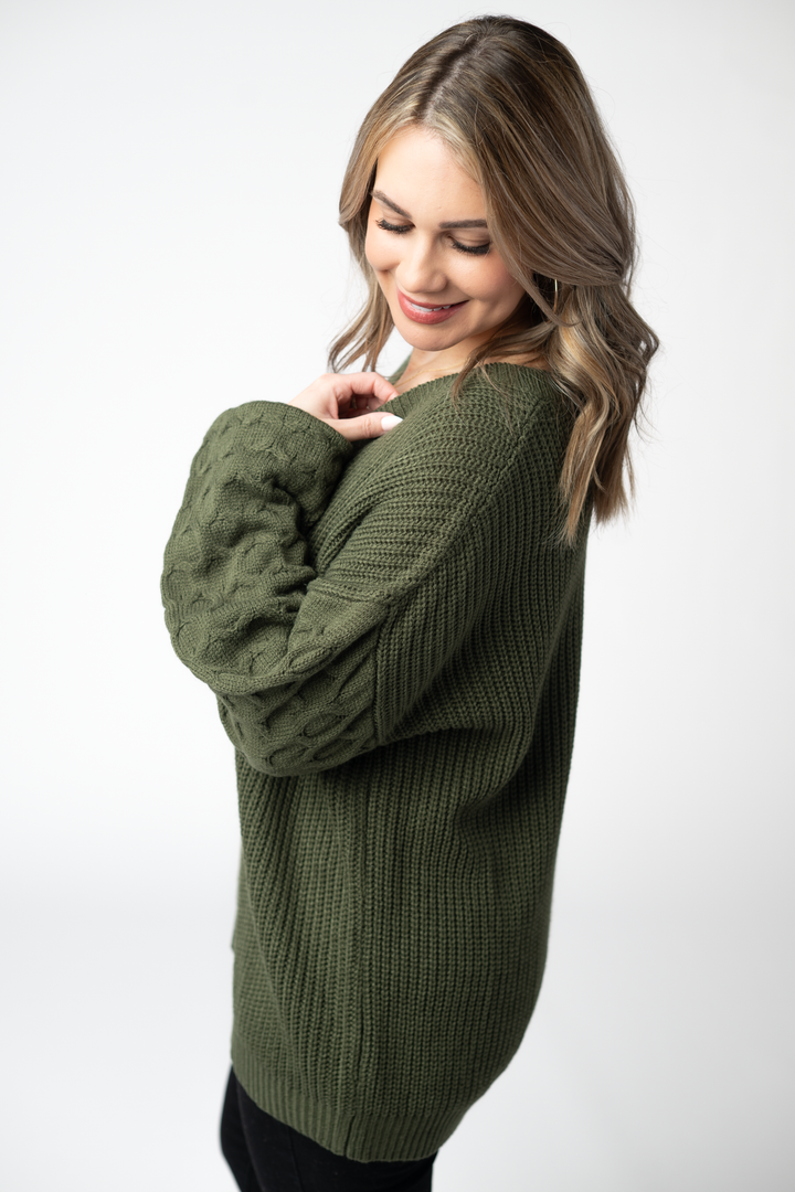 IN STOCK Talina Textured Sweater - Olive
