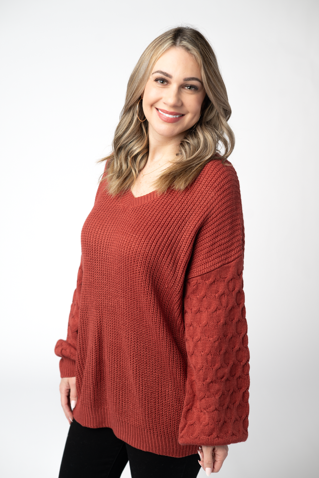 IN STOCK Talina Textured Sweater - Brick