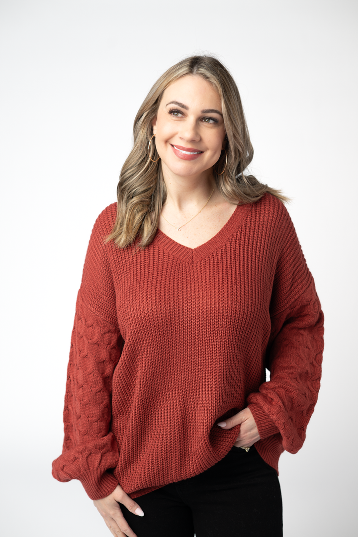 IN STOCK Talina Textured Sweater - Brick