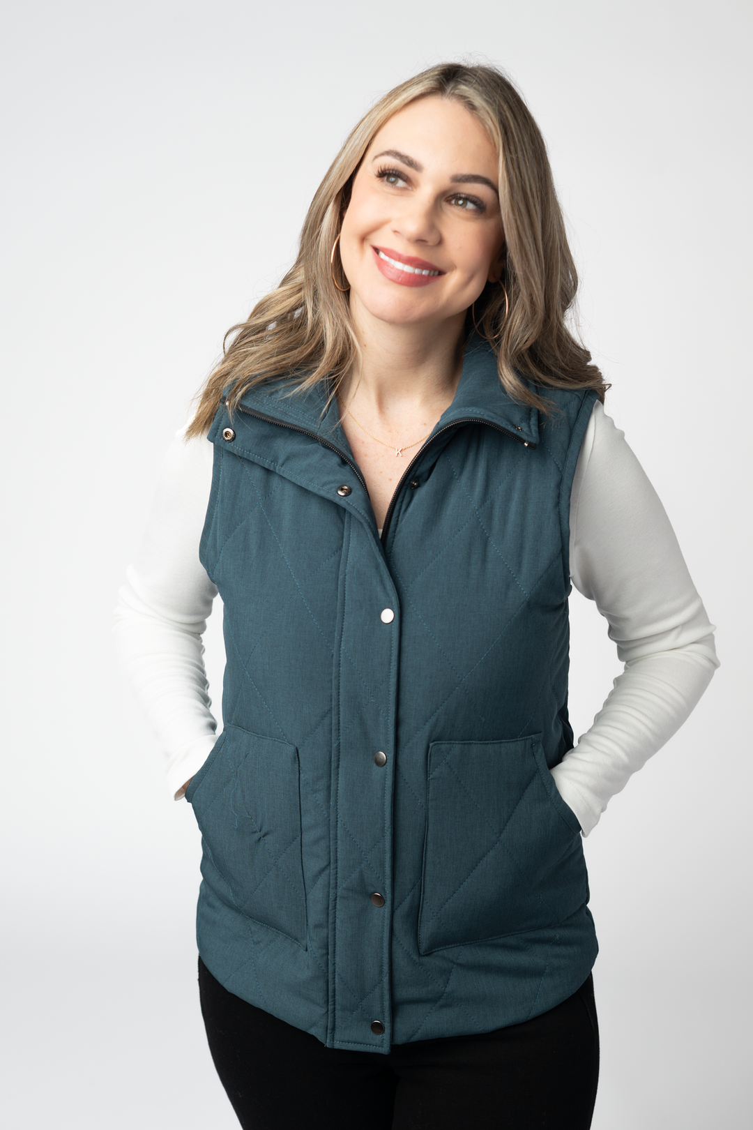 IN STOCK Remy Zip Up Vest - Teal