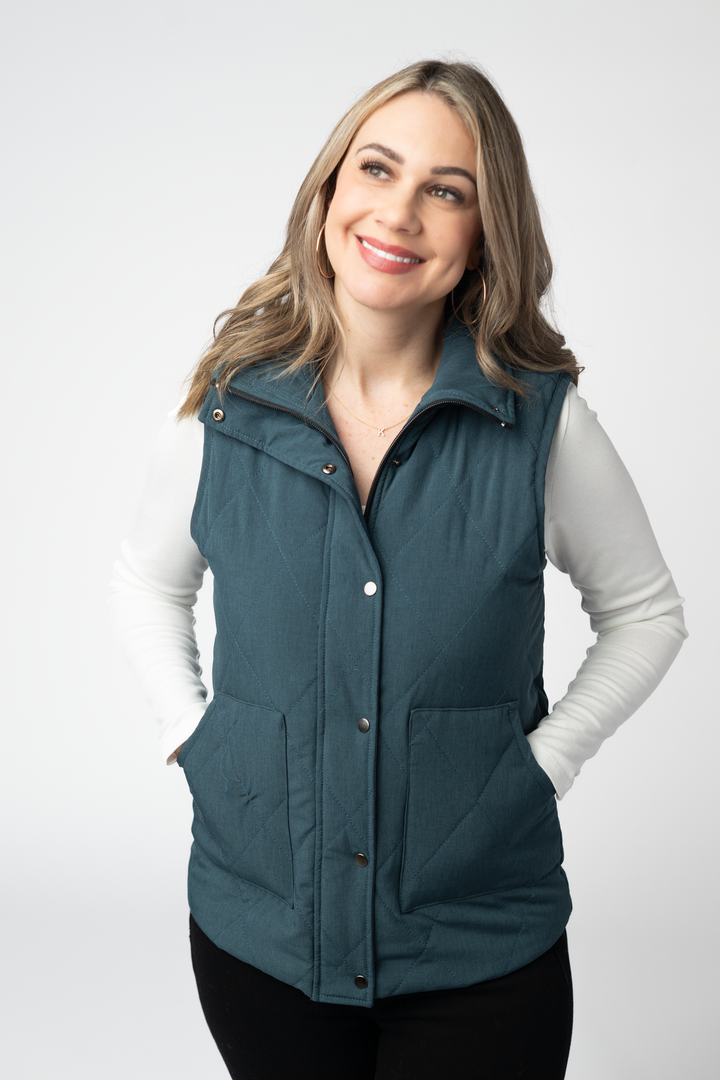 IN STOCK Remy Zip Up Vest - Teal