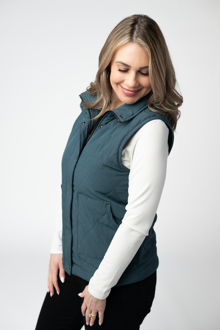 IN STOCK Remy Zip Up Vest - Teal