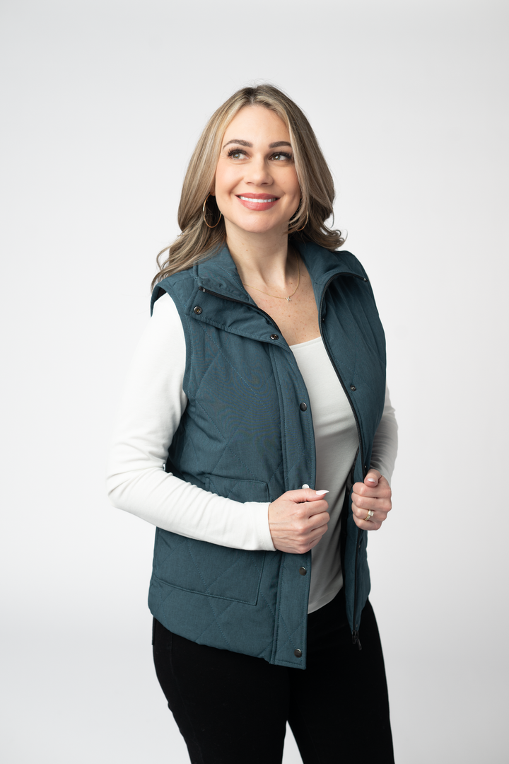IN STOCK Remy Zip Up Vest - Teal