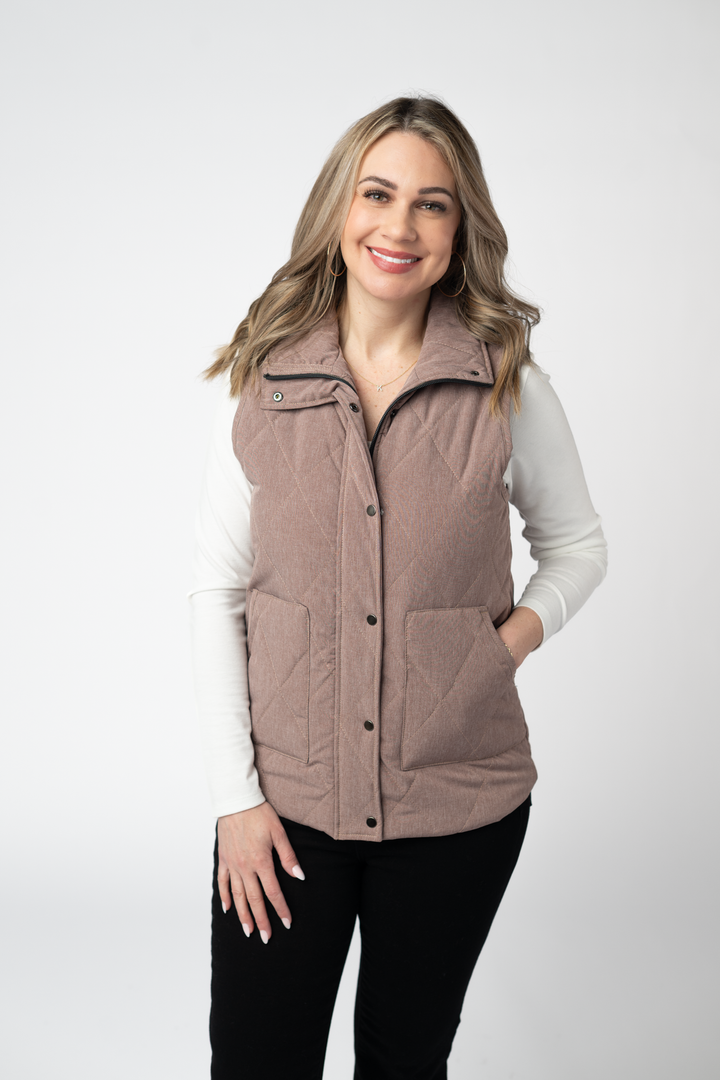 IN STOCK Remy Zip Up Vest - Chestnut