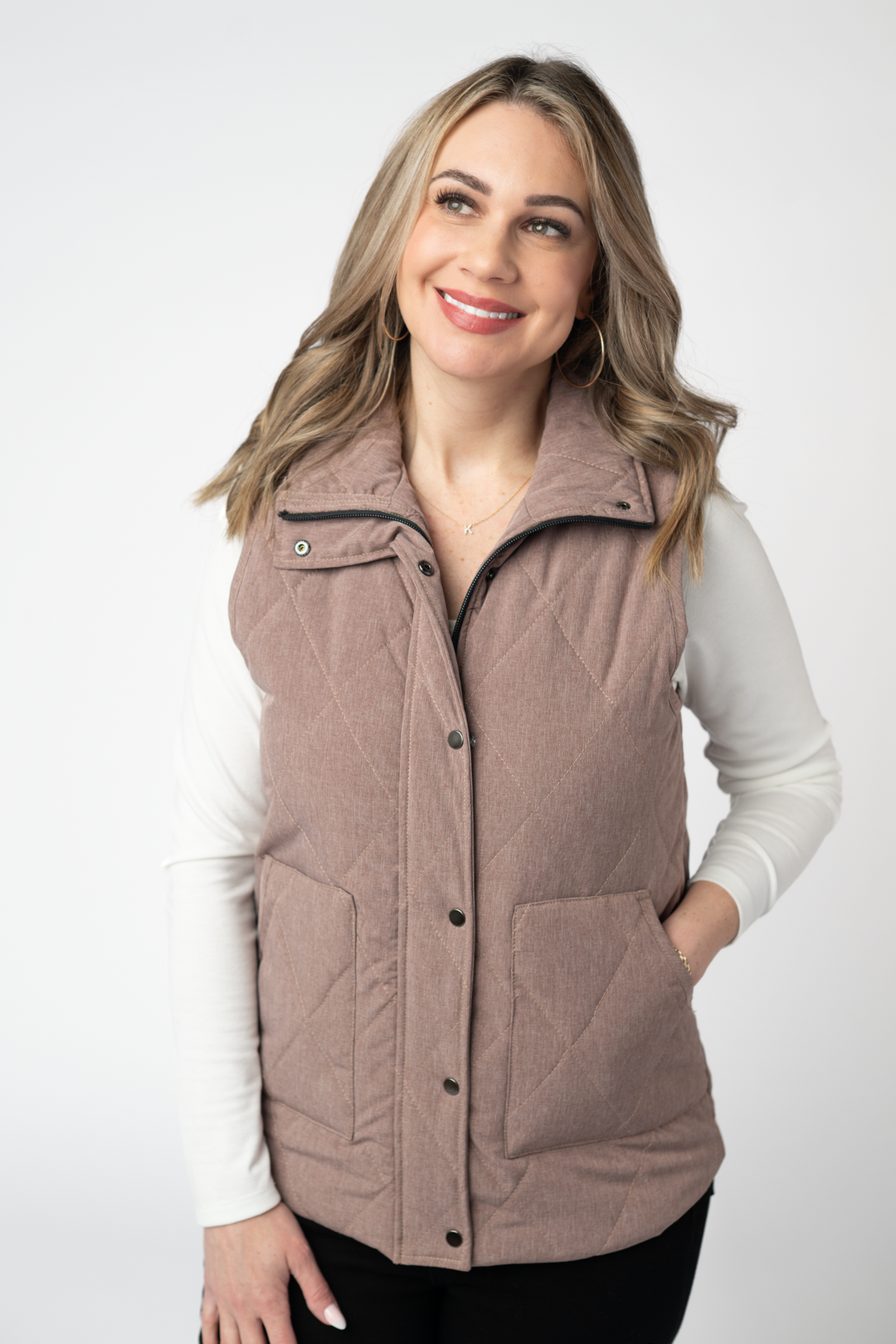 IN STOCK Remy Zip Up Vest - Chestnut
