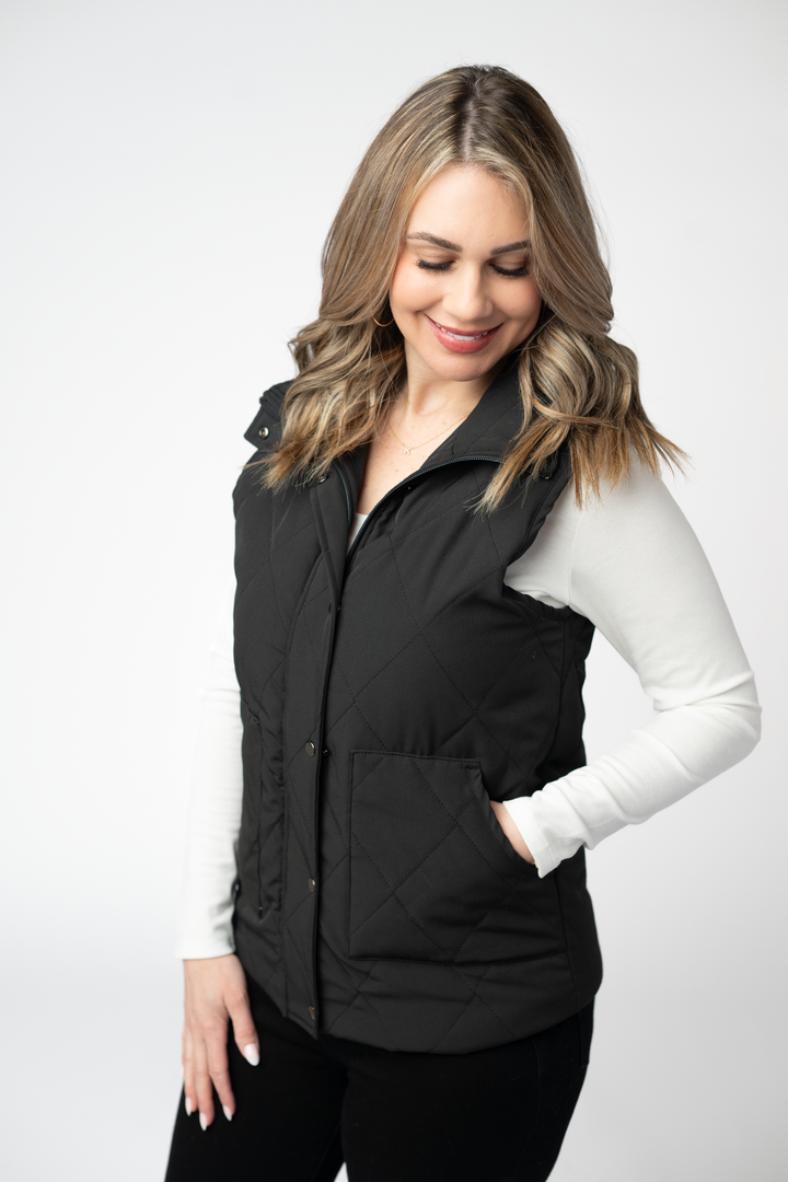 IN STOCK Remy Zip Up Vest - Black