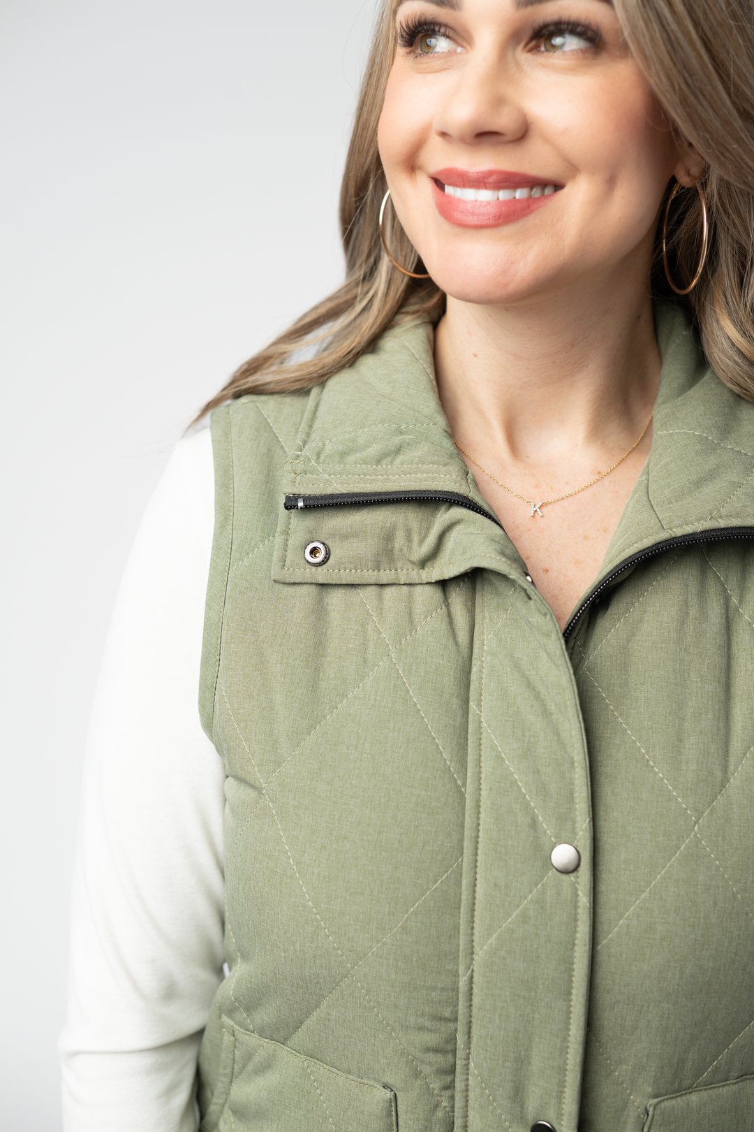 IN STOCK Remy Zip Up Vest - Dark Sage