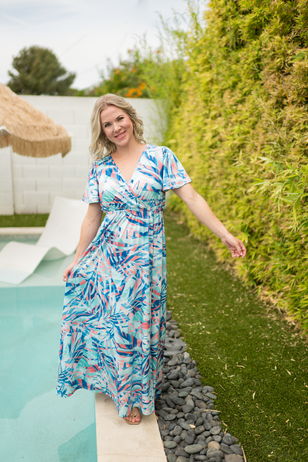 IN STOCK Millie Maxi Dress - Abstract Aqua Breeze FINAL SALE