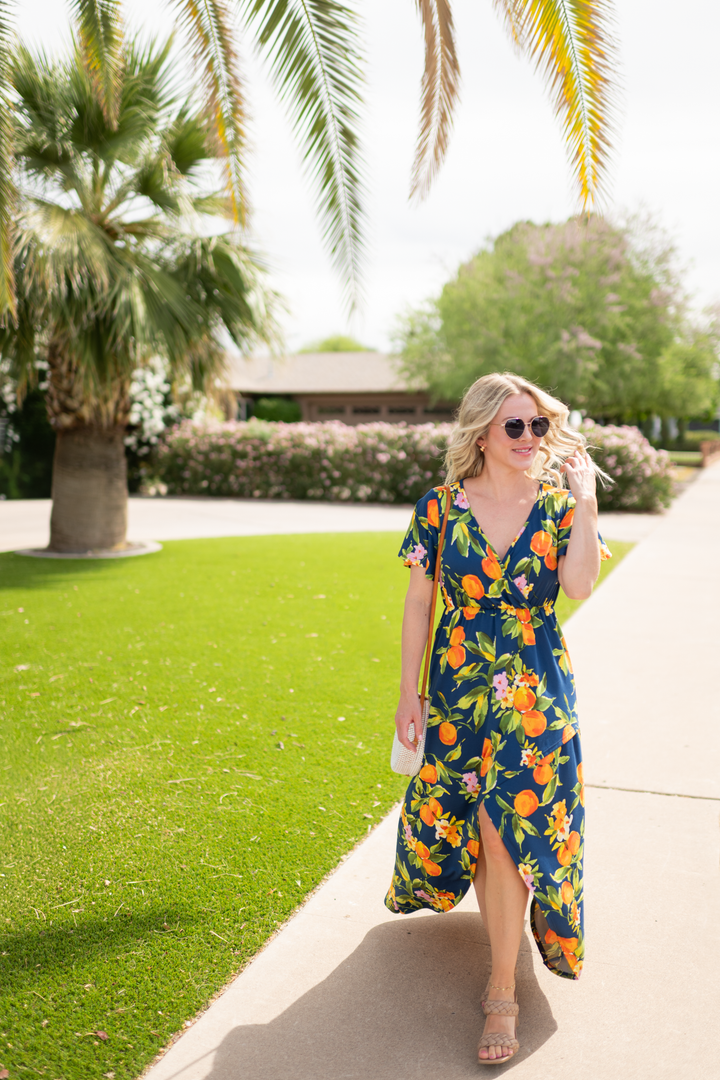 IN STOCK Harley High-Low Dress - Navy Citrus FINAL SALE