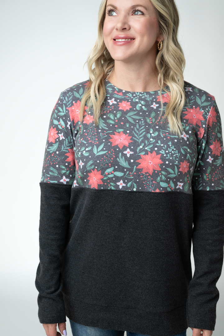 IN STOCK Natalie Pullover - Poinsettia Nights