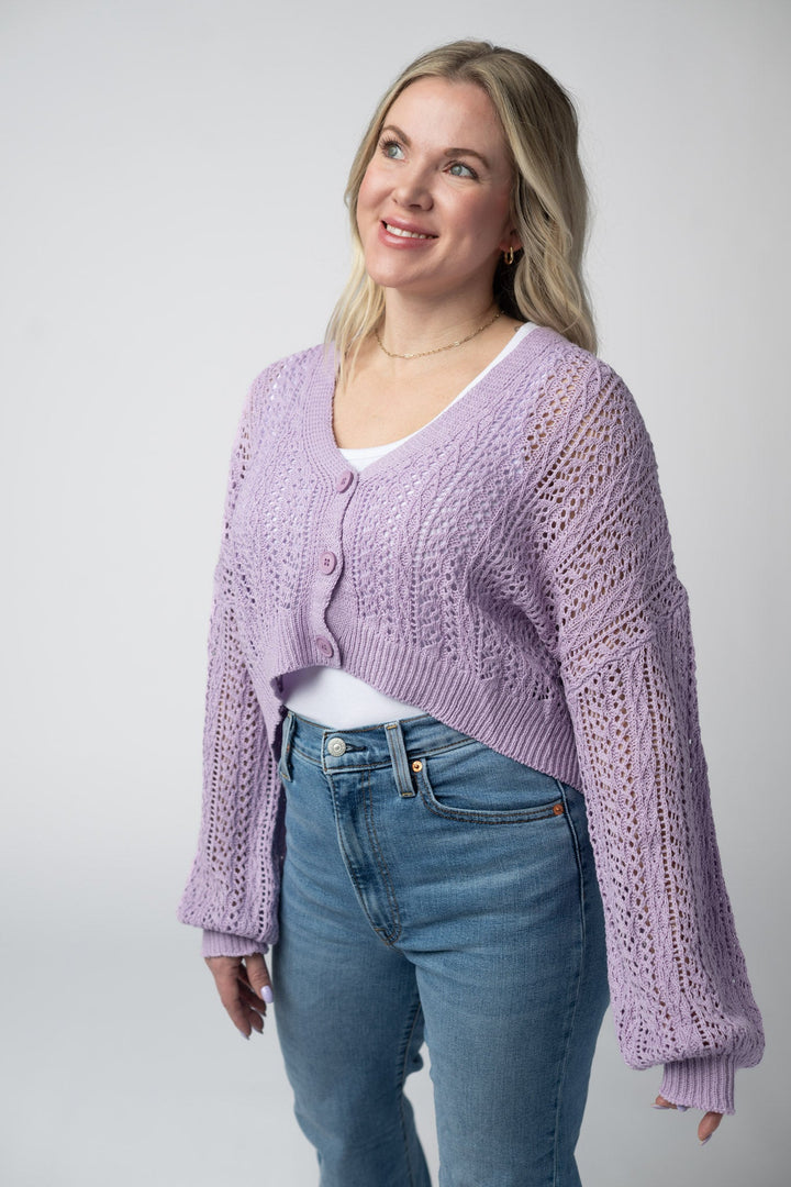 IN STOCK Callie Cropped Cardigan - Lavender