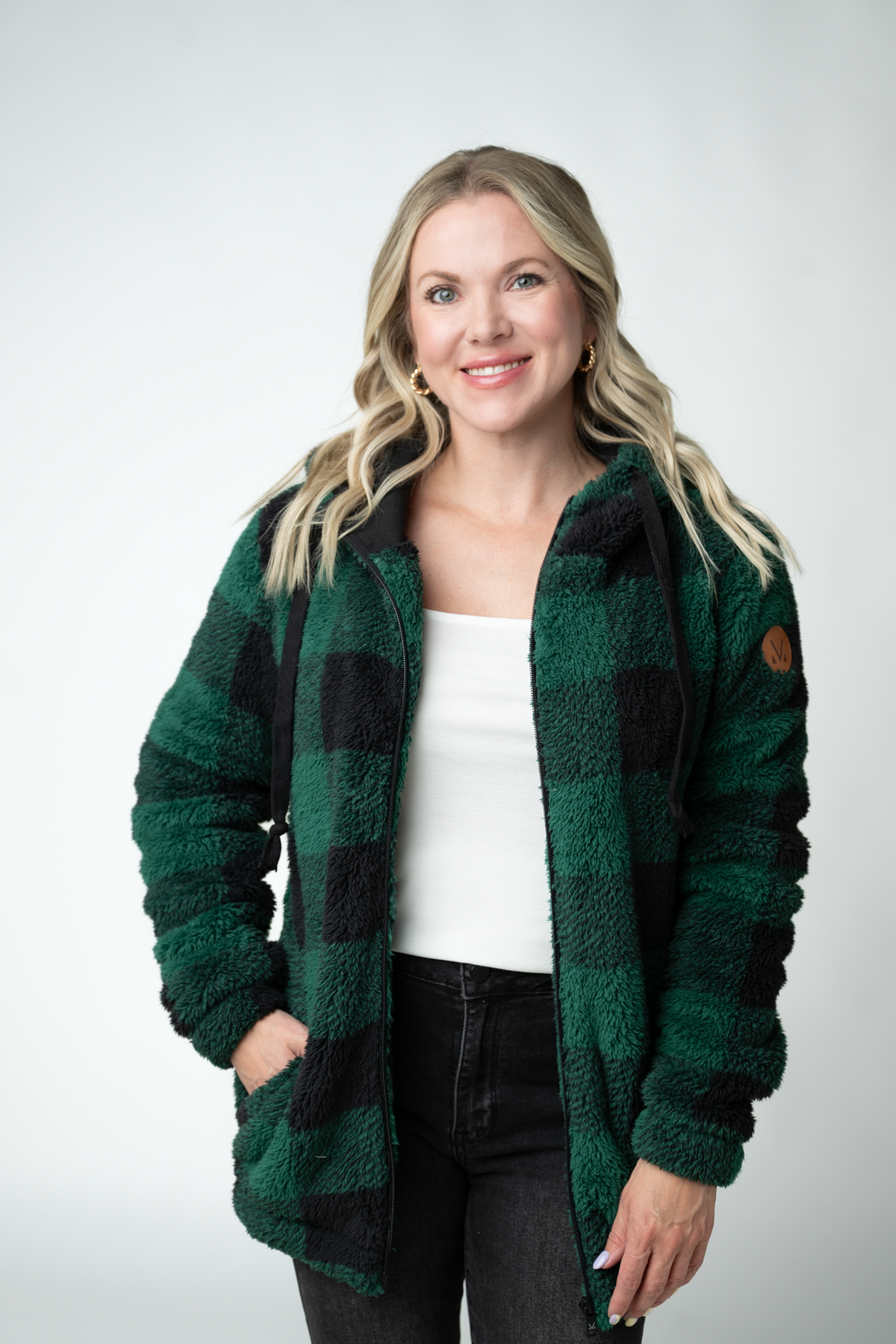 IN STOCK Sherpa Fullzip Hoodie - Evergreen Plaid