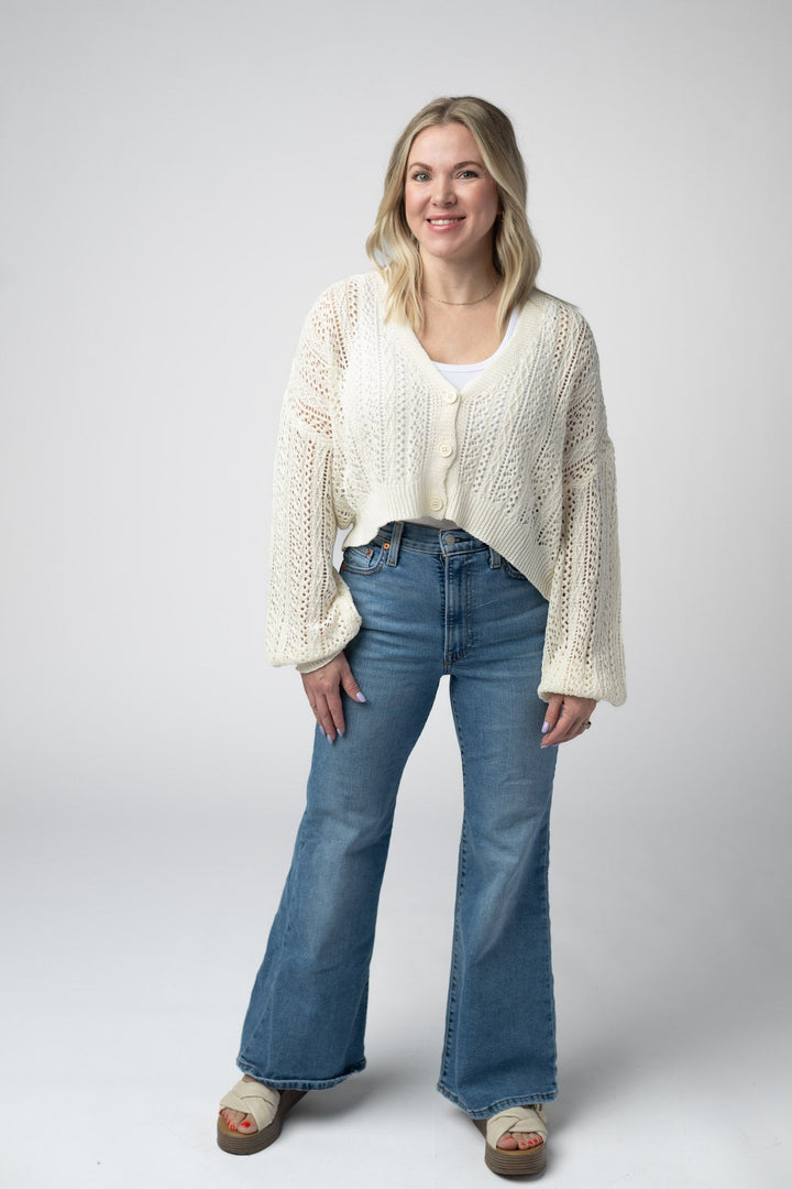 IN STOCK Callie Cropped Cardigan - Ivory