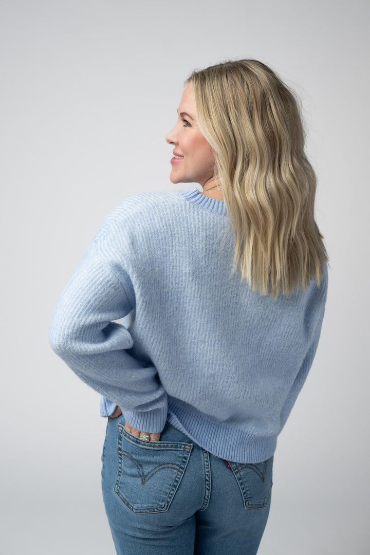IN STOCK Josie Cozy Crew Sweater - Sky Blue