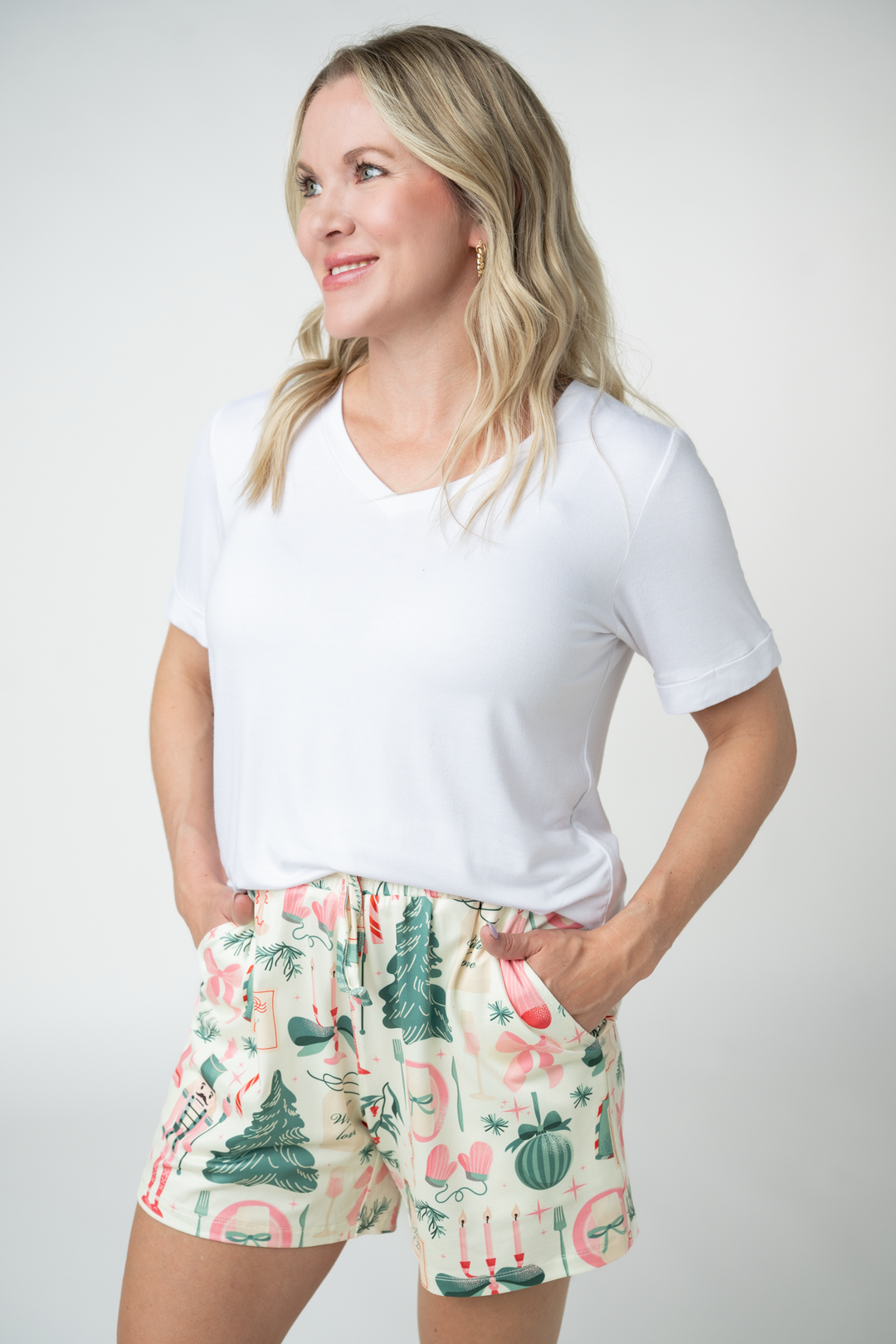 IN STOCK Jamie Lounge Shorts - Pink Pine Noel