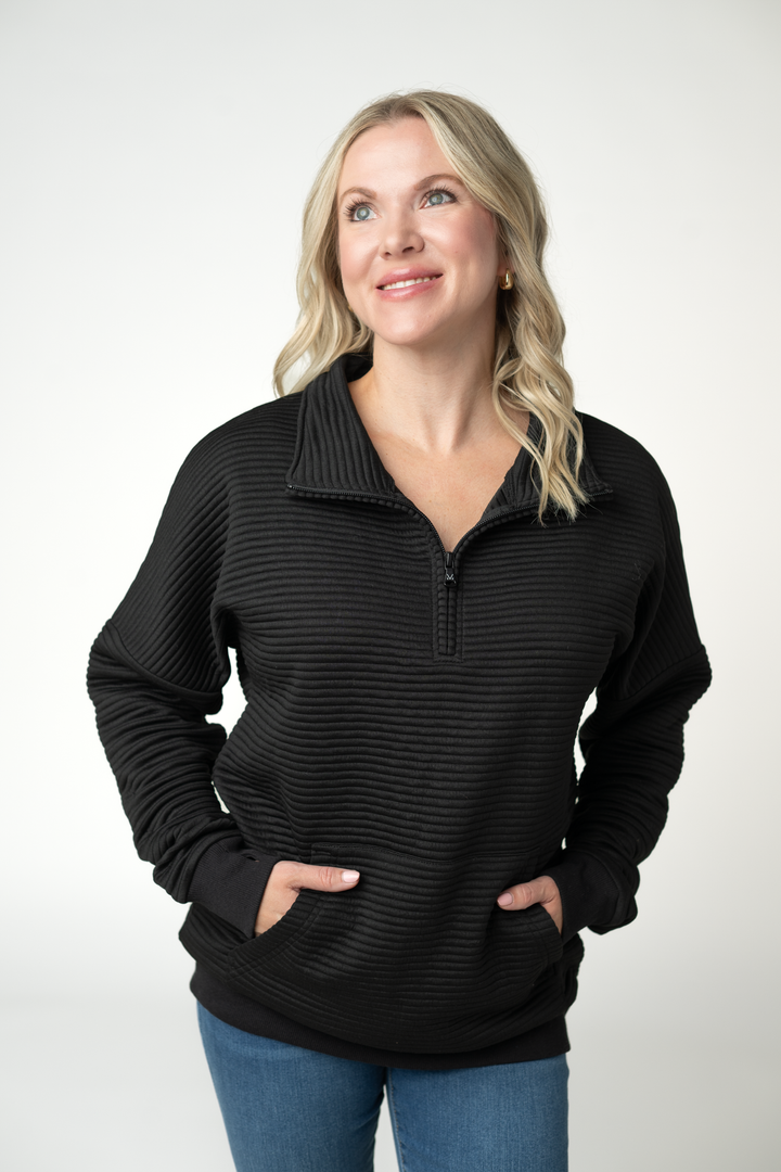 IN STOCK Tatum Quarter Zip - Black