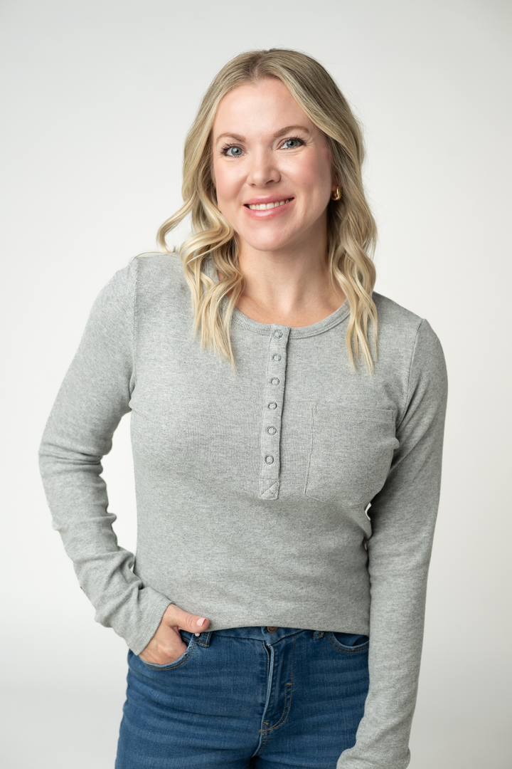 IN STOCK Georgia Long Sleeve Top - Light Grey