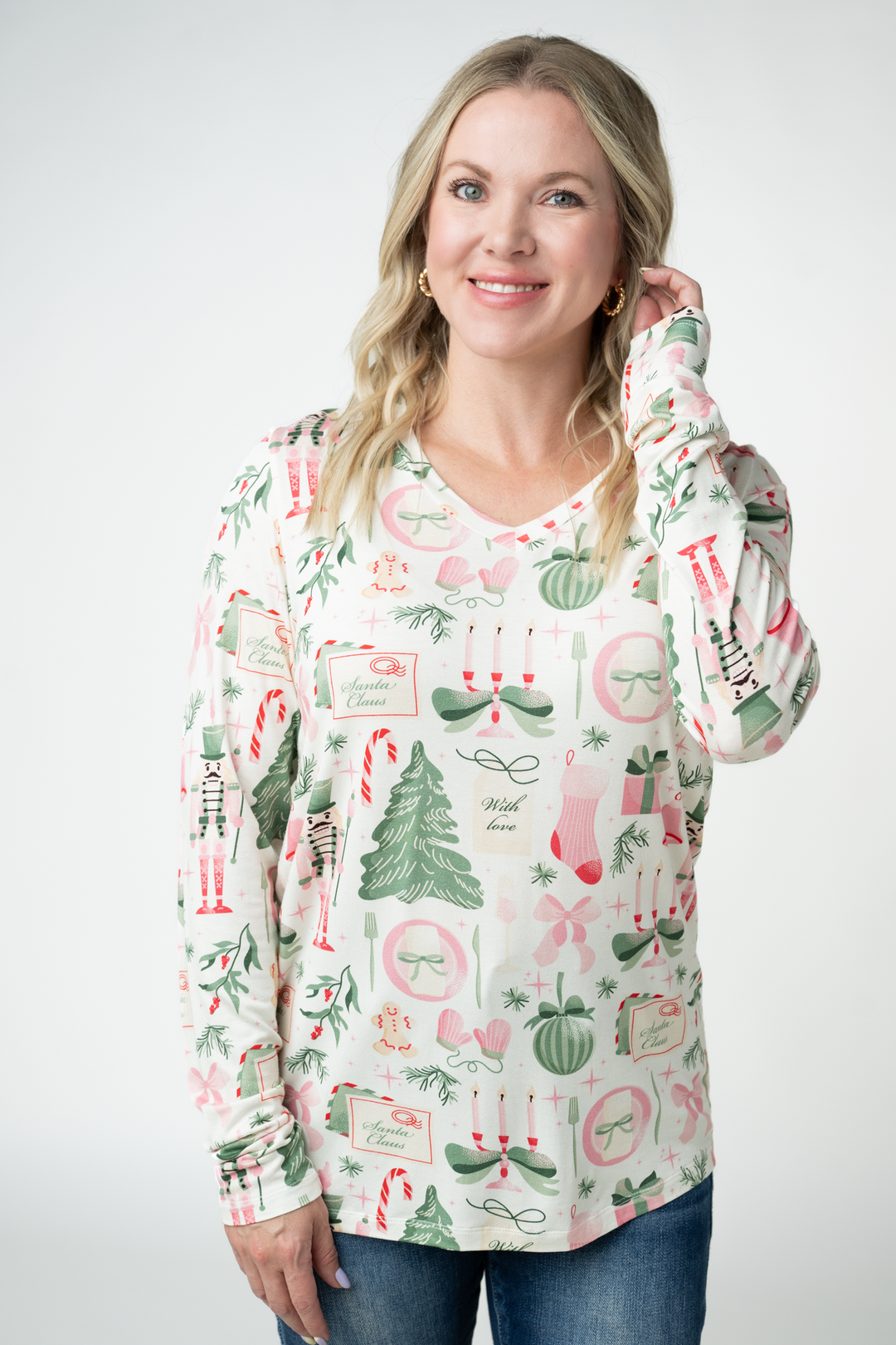 IN STOCK Larissa Long Sleeve - Pink Pine Noel