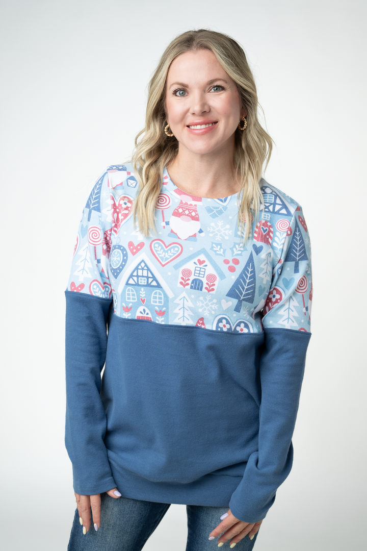 IN STOCK Natalie Pullover - Winter Gnome and Blue
