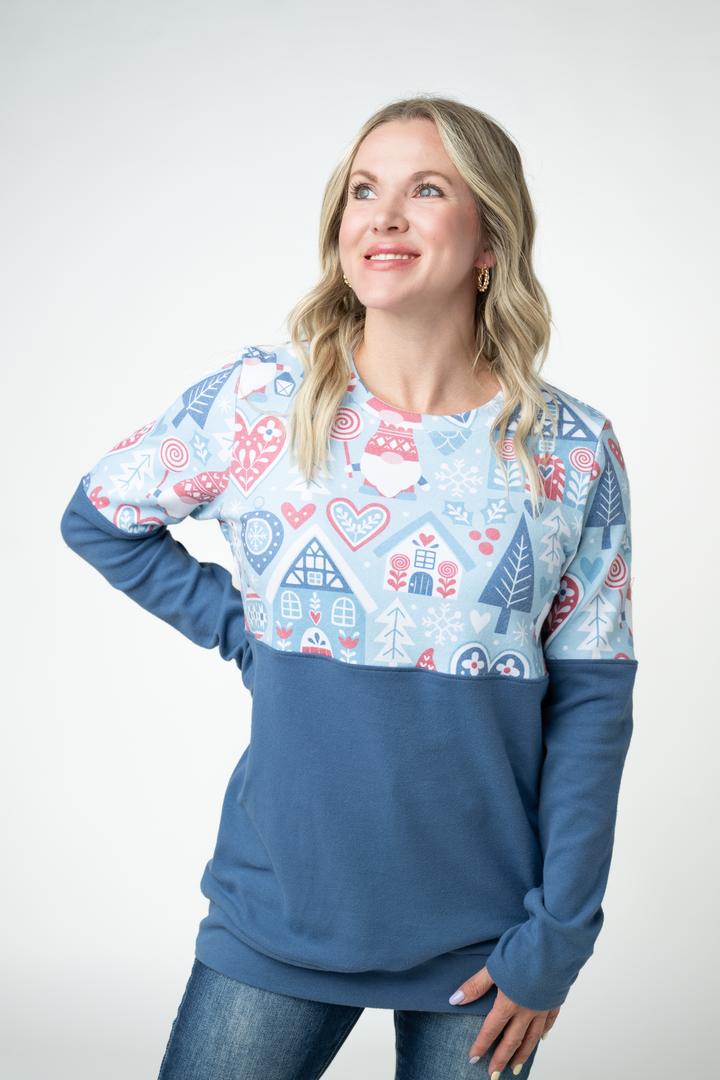 IN STOCK Natalie Pullover - Winter Gnome and Blue