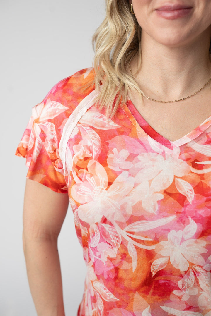 IN STOCK Raelynn V-Neck Top - Sunset Tropical Floral