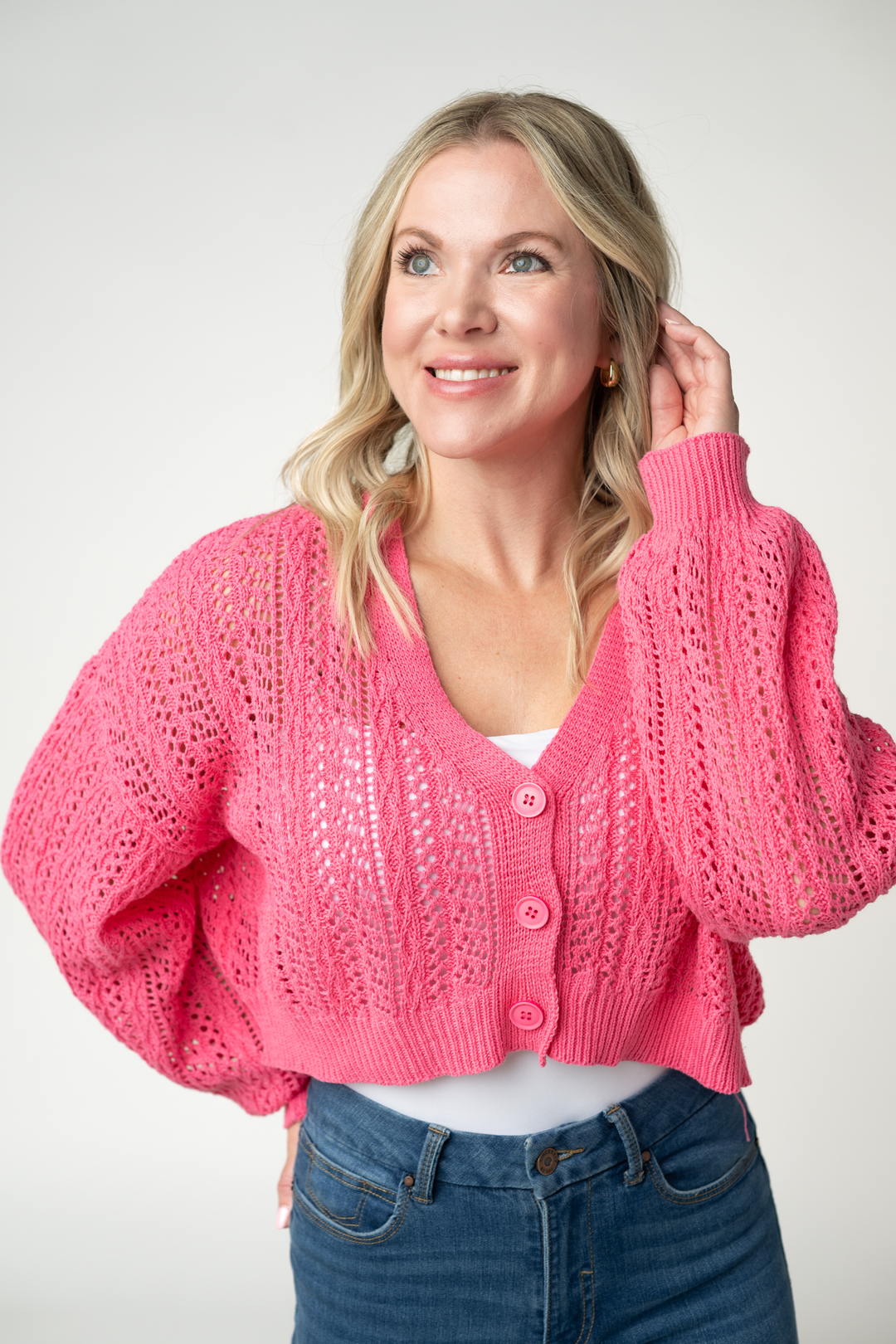 IN STOCK Callie Cropped Cardigan - Pink FINAL SALE