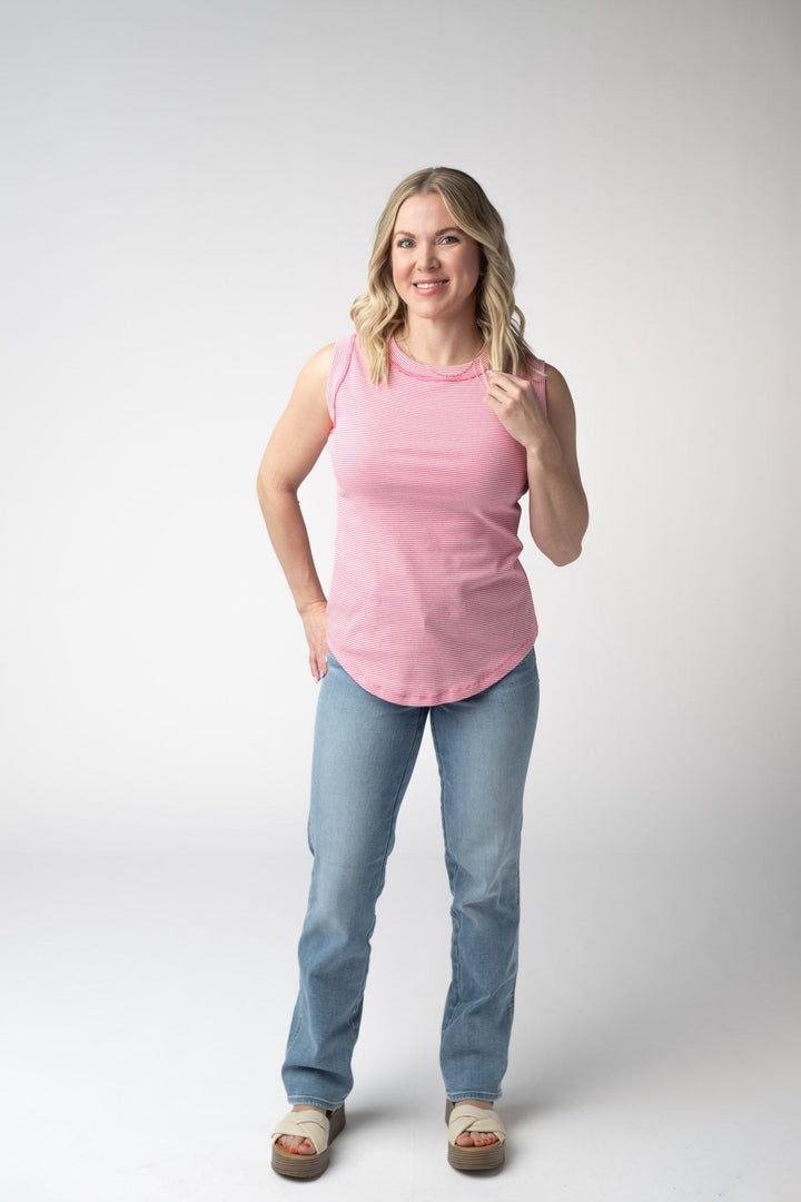 IN STOCK Morgan Micro Striped Tank - Pink