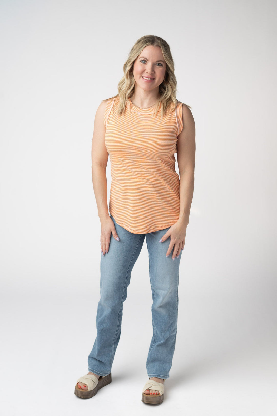 IN STOCK Morgan Micro Striped Tank - Orange