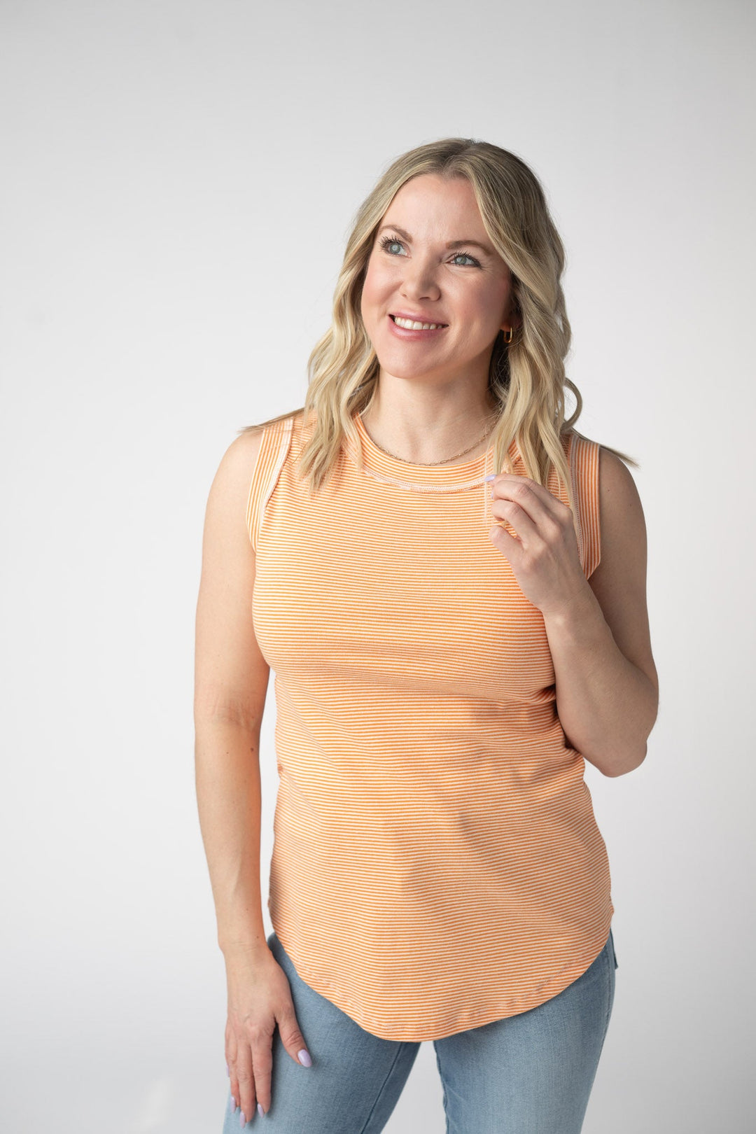 IN STOCK Morgan Micro Striped Tank - Orange