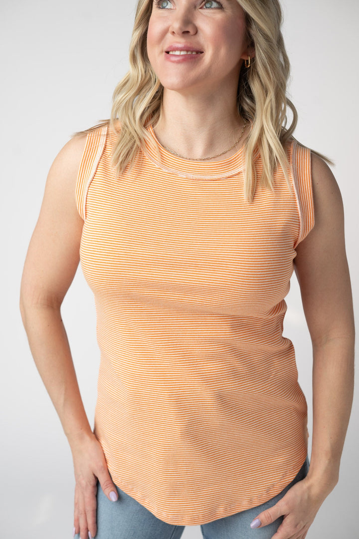 IN STOCK Morgan Micro Striped Tank - Orange