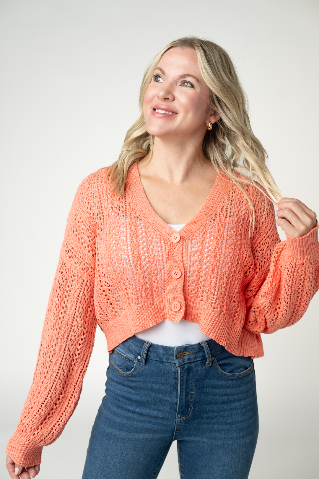IN STOCK Callie Cropped Cardigan - Melon FINAL SALE