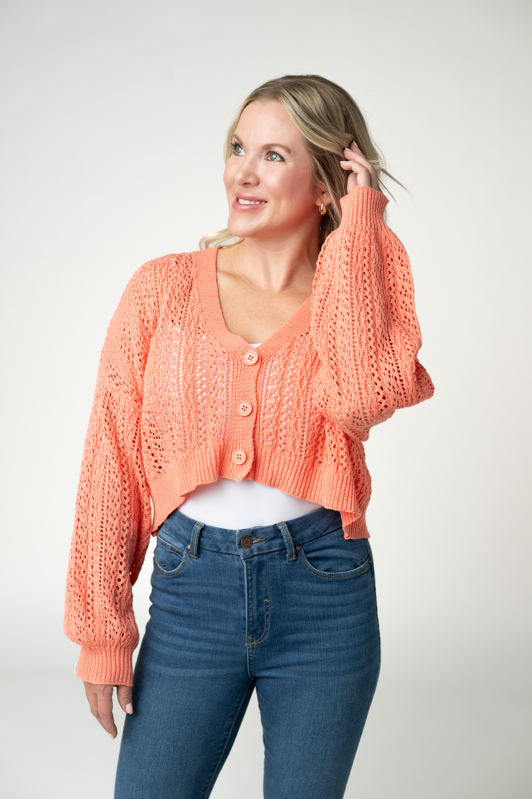 IN STOCK Callie Cropped Cardigan - Melon FINAL SALE