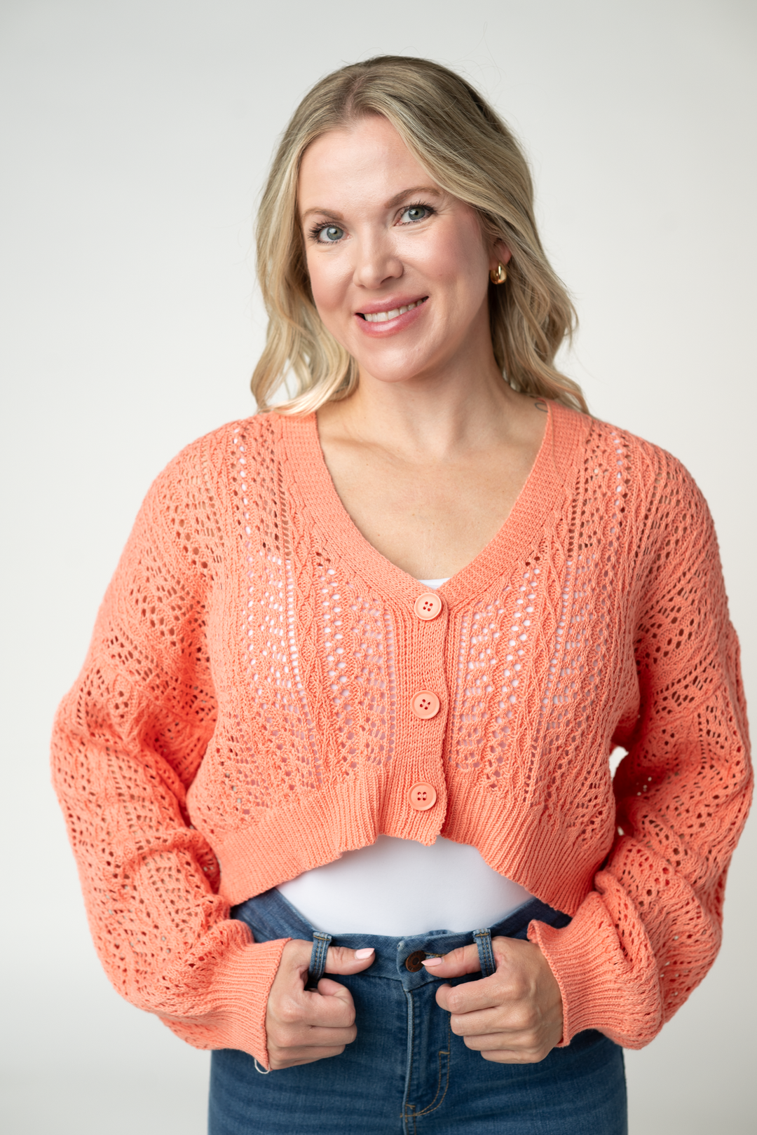 IN STOCK Callie Cropped Cardigan - Melon FINAL SALE
