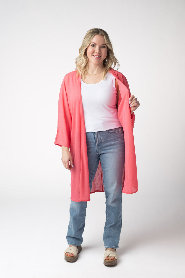 IN STOCK Ellie Cover-Up Kimono - Sunkissed Coral