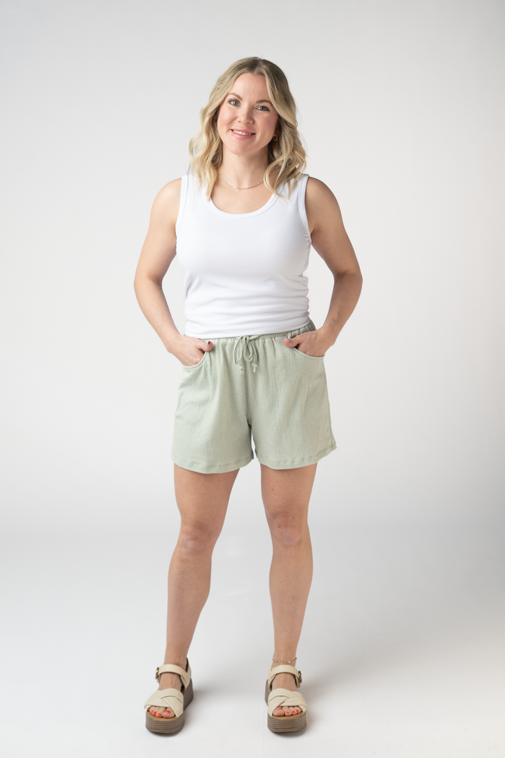 IN STOCK Candice Crinkle Shorts - Light Green