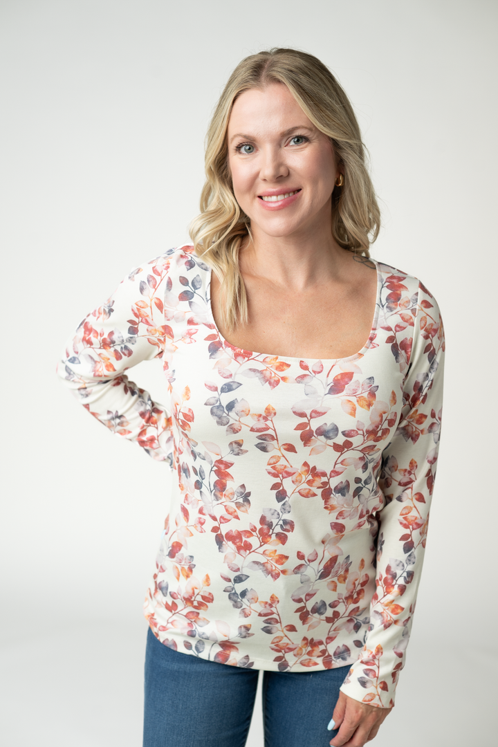 IN STOCK Alyssa Long Sleeve Top - Autumn Watercolor