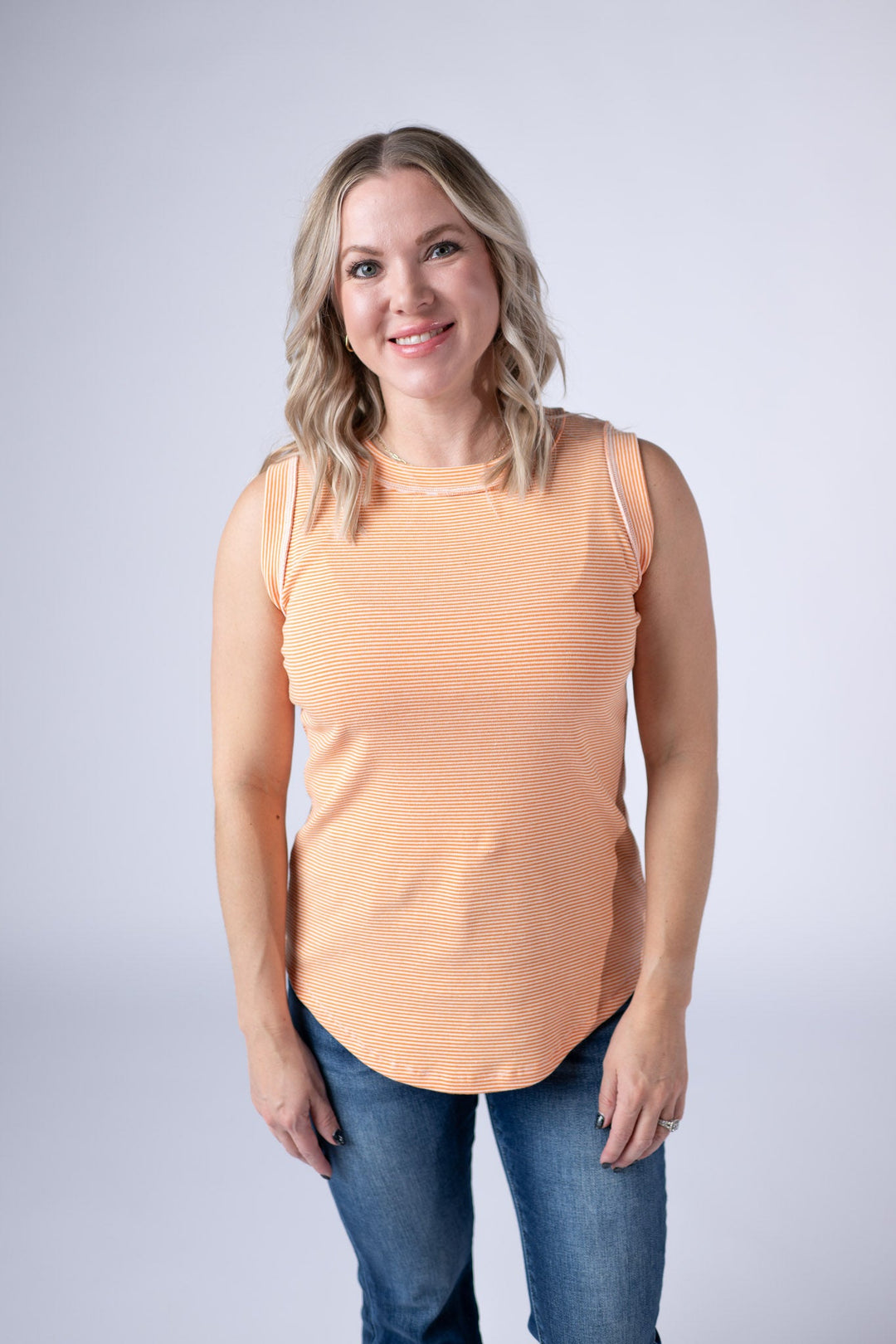 IN STOCK Morgan Micro Striped Tank - Orange