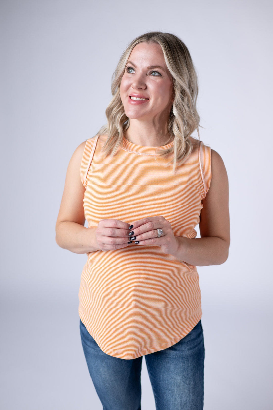 IN STOCK Morgan Micro Striped Tank - Orange
