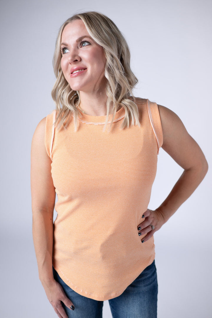 IN STOCK Morgan Micro Striped Tank - Orange
